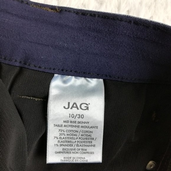 Jag Womens Jeans Mid‎ Rise Skinny Blue Denim Medium Wash Whiskering Stretch 10 - Picture 12 of 12